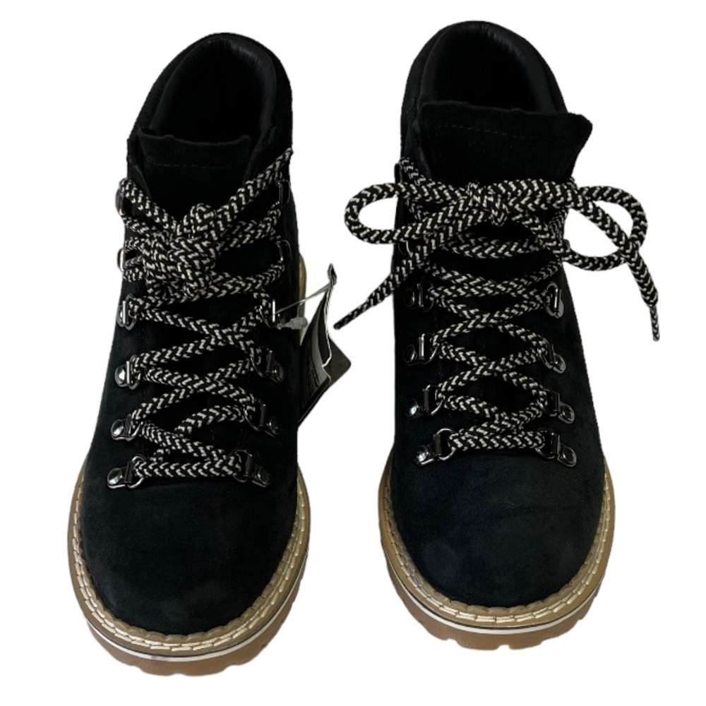 Montelliana 1965 Alce Black Suede Hiking Boots Size 6 Made Italy NWT Lug Sole